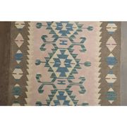 1970s Vintage Turkish Oushak Handmade Wool Cotton Pink Runner Rug 93x176