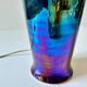 Vintage lavender iridescent ceramic table lamp, 1980s.