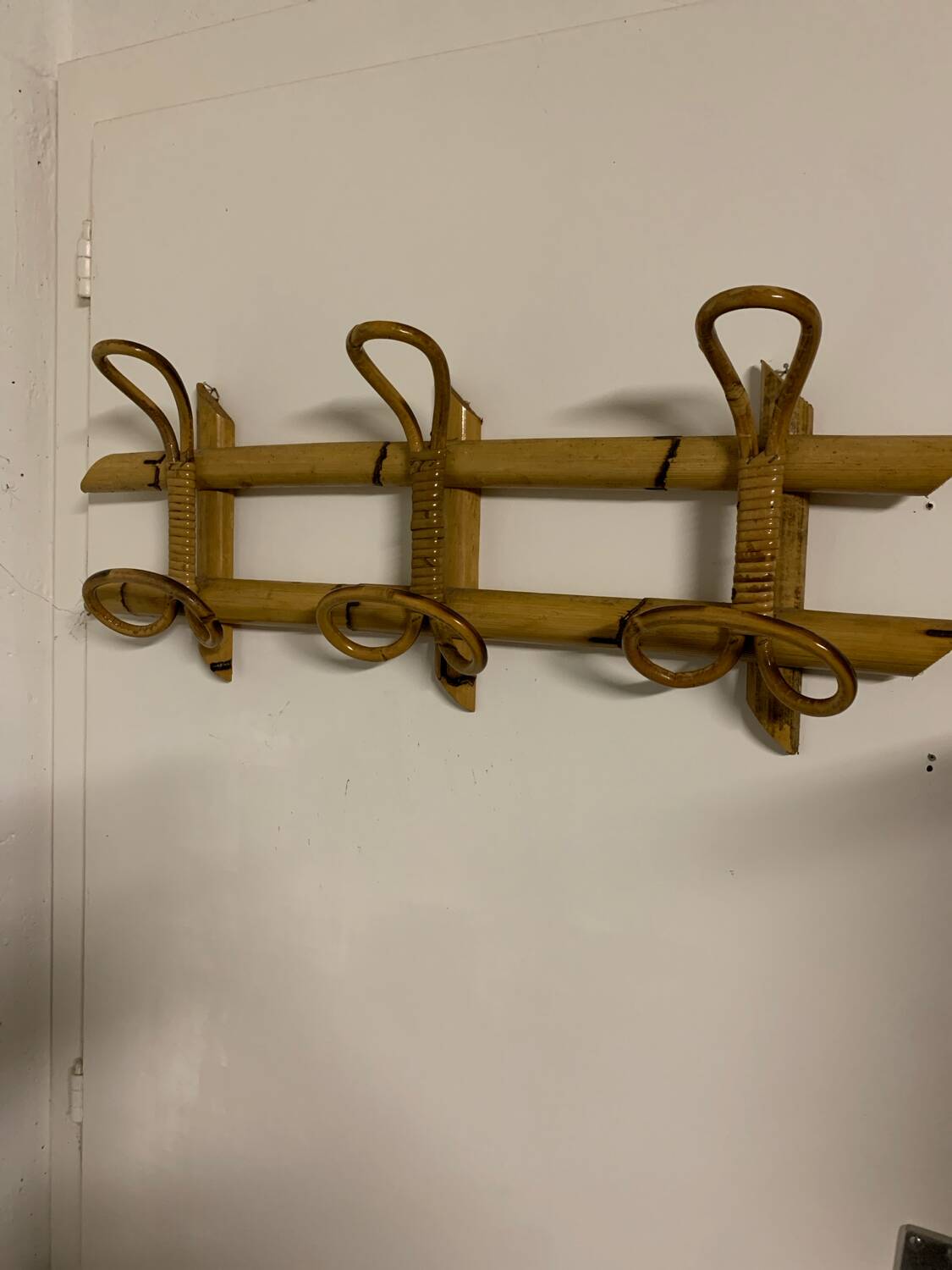 Italian rattan coat rack