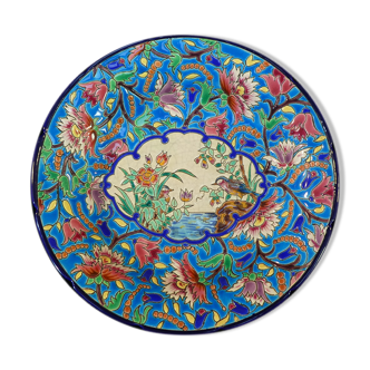 Hollow round dish in emaux of LONGWY
