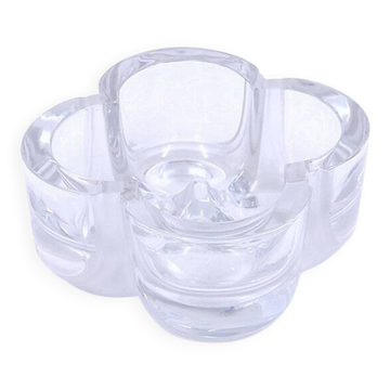 Crystal pocket trays daum france in clear and frosted glass - around 1980