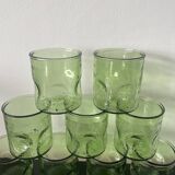 Set of carafe and 9 bubble glass glasses from the 70s