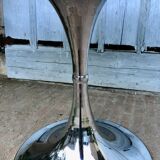 Table tulipe ovale verre et chrome 1970