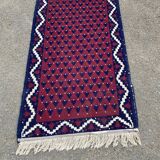 Tapis en laine nouée à la main 1970 80x140cm bordeaux bleu
