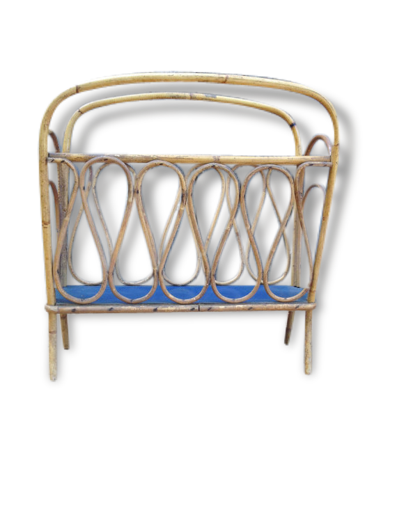 Vintage rattan bamboo magazine rack