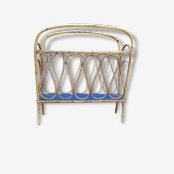 Vintage rattan bamboo magazine rack