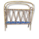 Vintage rattan bamboo magazine rack