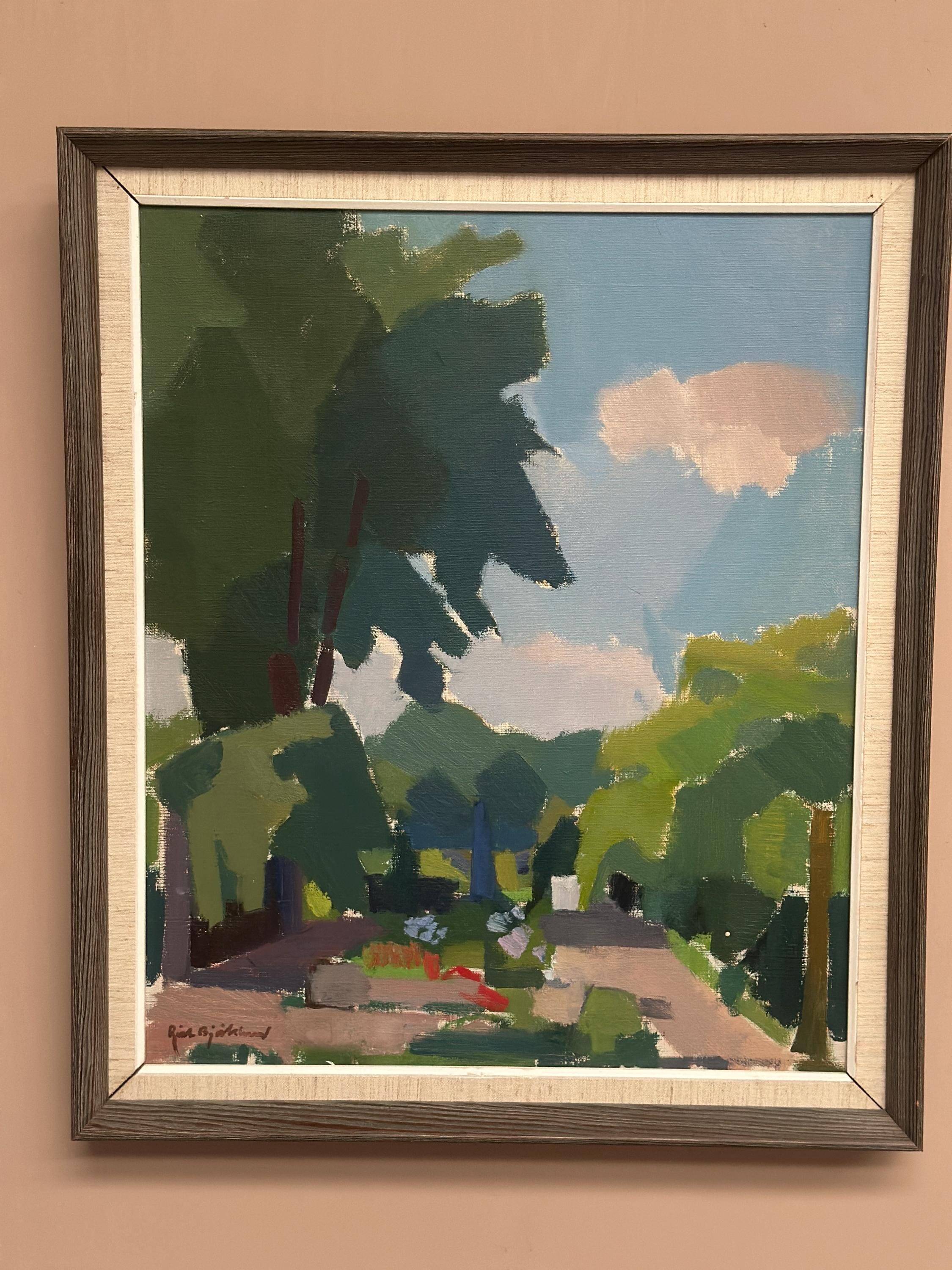 Original Swedish Oil on Canvas – “Garden” by Richard Björklund – Signed