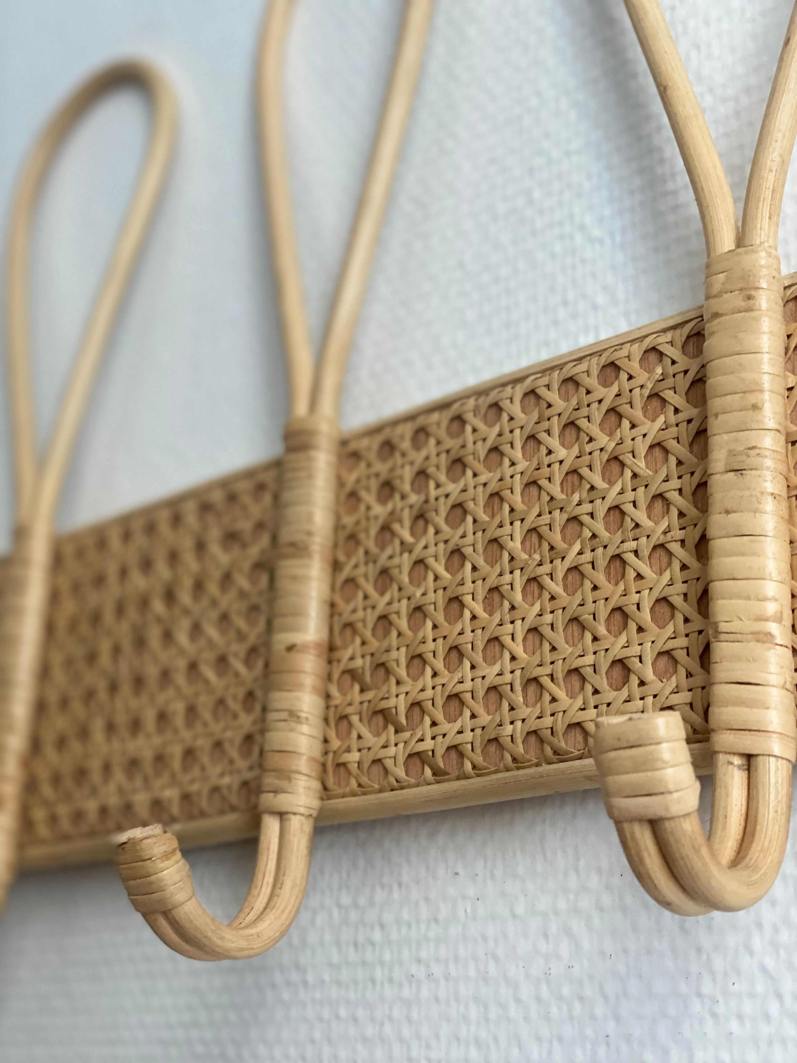 Vintage canning rattan coat rack
