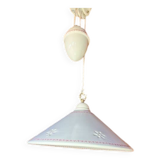 Sliding suspension chandelier with counterweight and smooth openwork plate