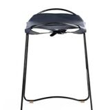 Tabouret de cuisine contemporain Organic Acier noir et cuir bleu marine