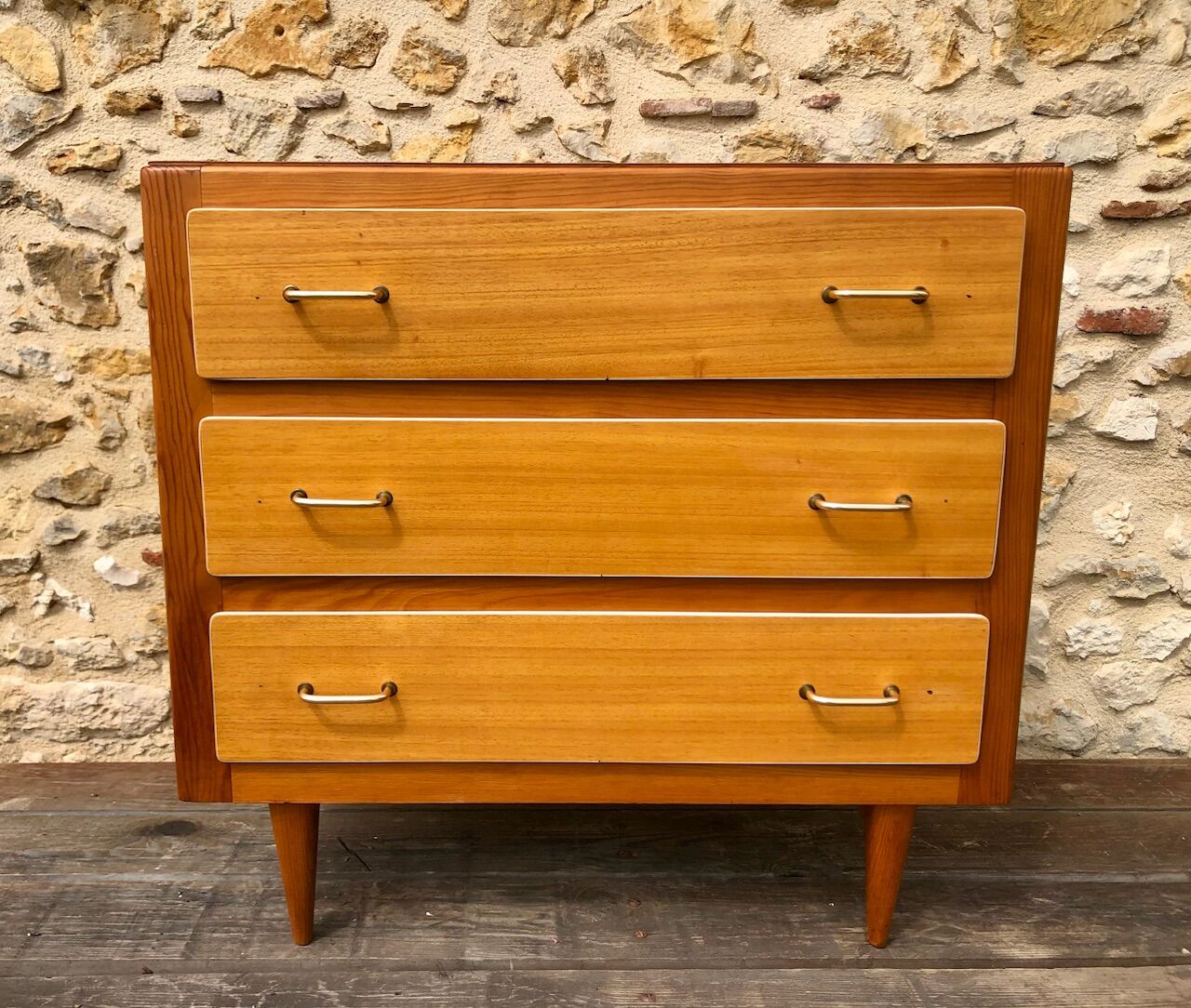 Vintage blond wood chest of drawers, circa 60s