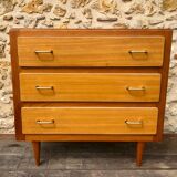 Vintage blond wood chest of drawers, circa 60s