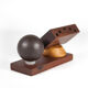 Vintage pen holder, wood paper press and metal ball