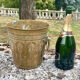 Persian Brass Champagne Bucket, Hand Engraved Ram Head Handles
