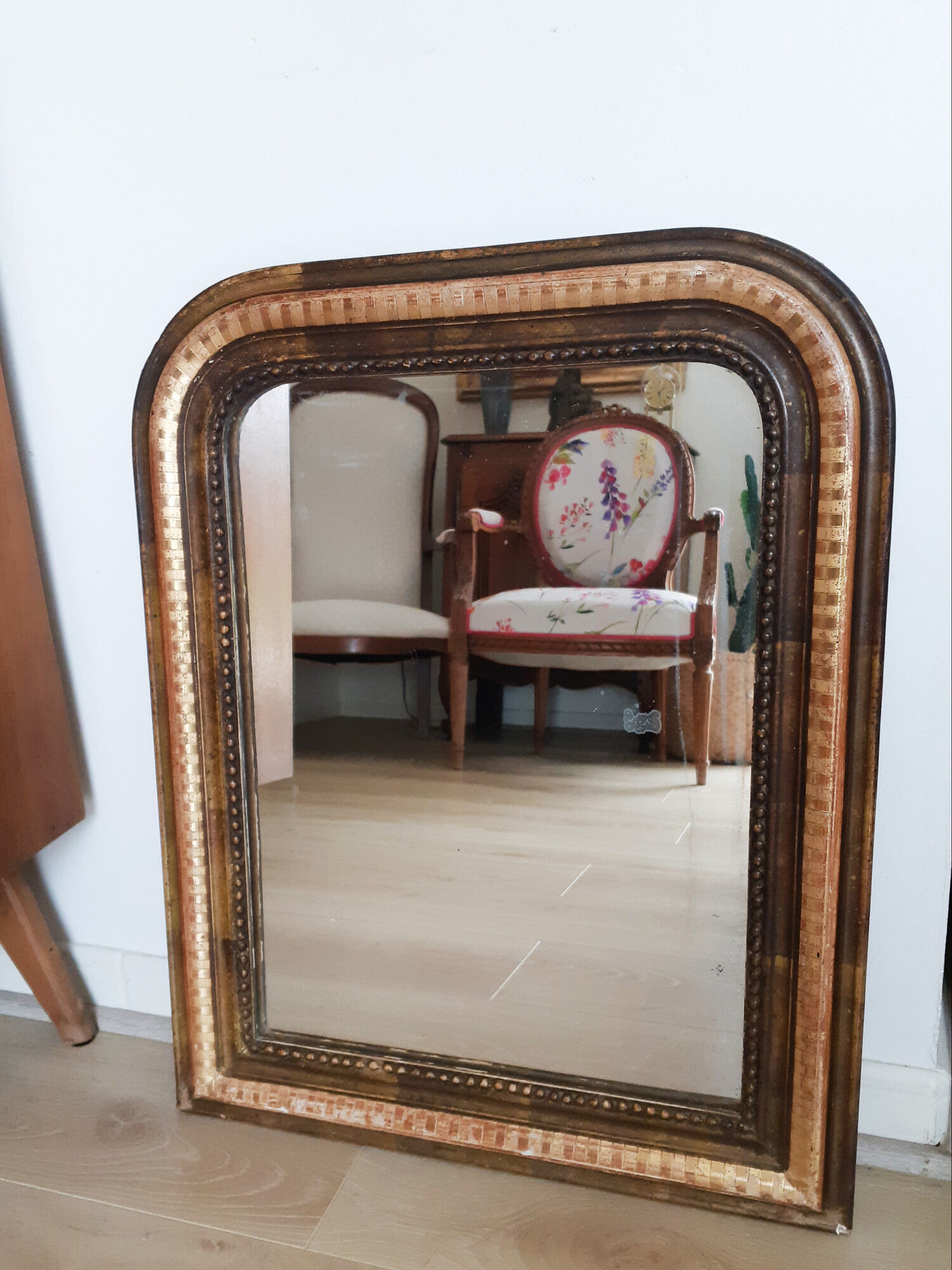 Antique mirror Louis Philippe, fireplace mirror, vintage French, 61 cm x 49 cm