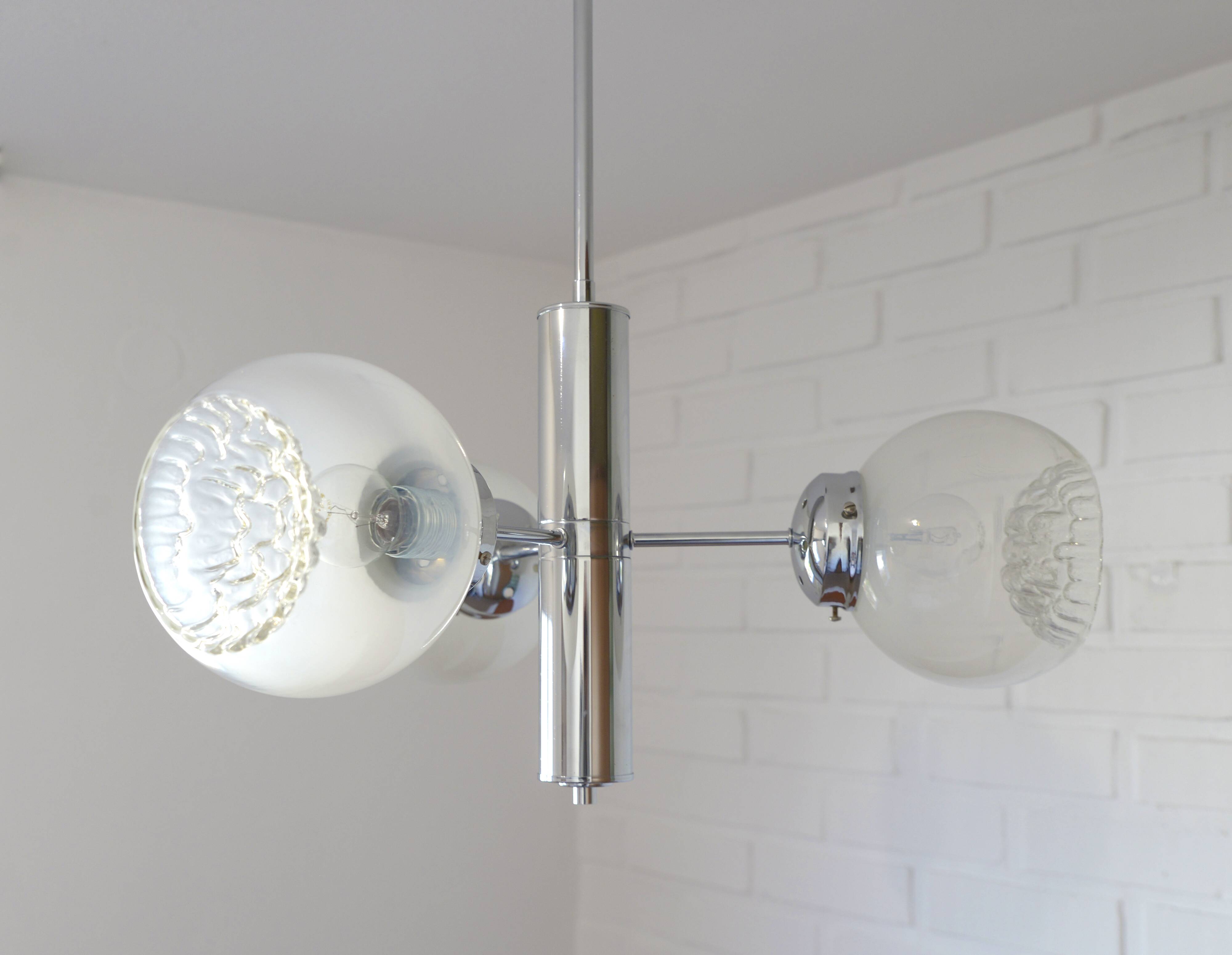 Vintage Murano Glass Pendant Lamp / Mazzega Sputnik Chandelier 1970's