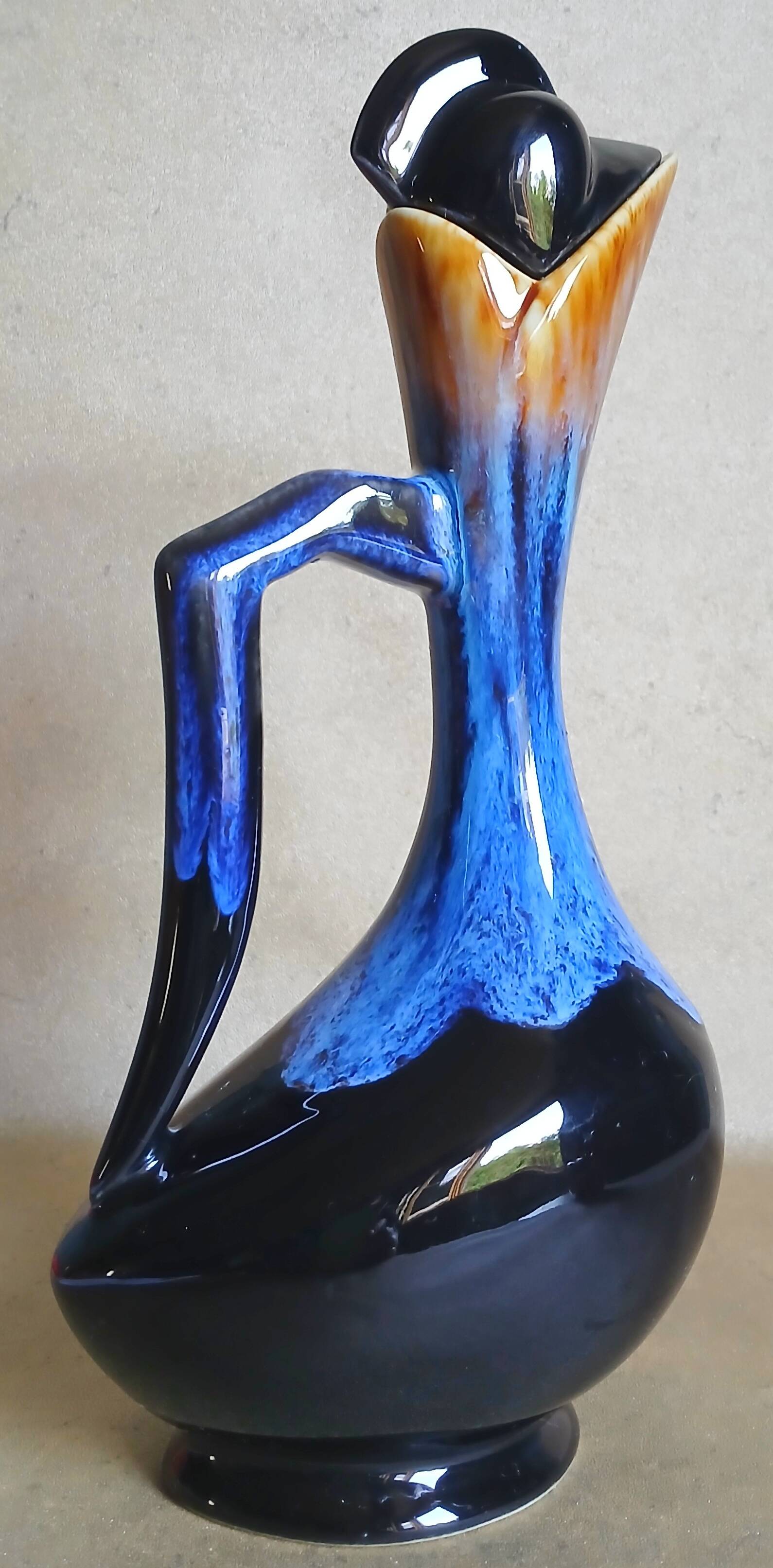 Zoomorphic pitcher in flame-fired stoneware "grand feu". France circa 1960.