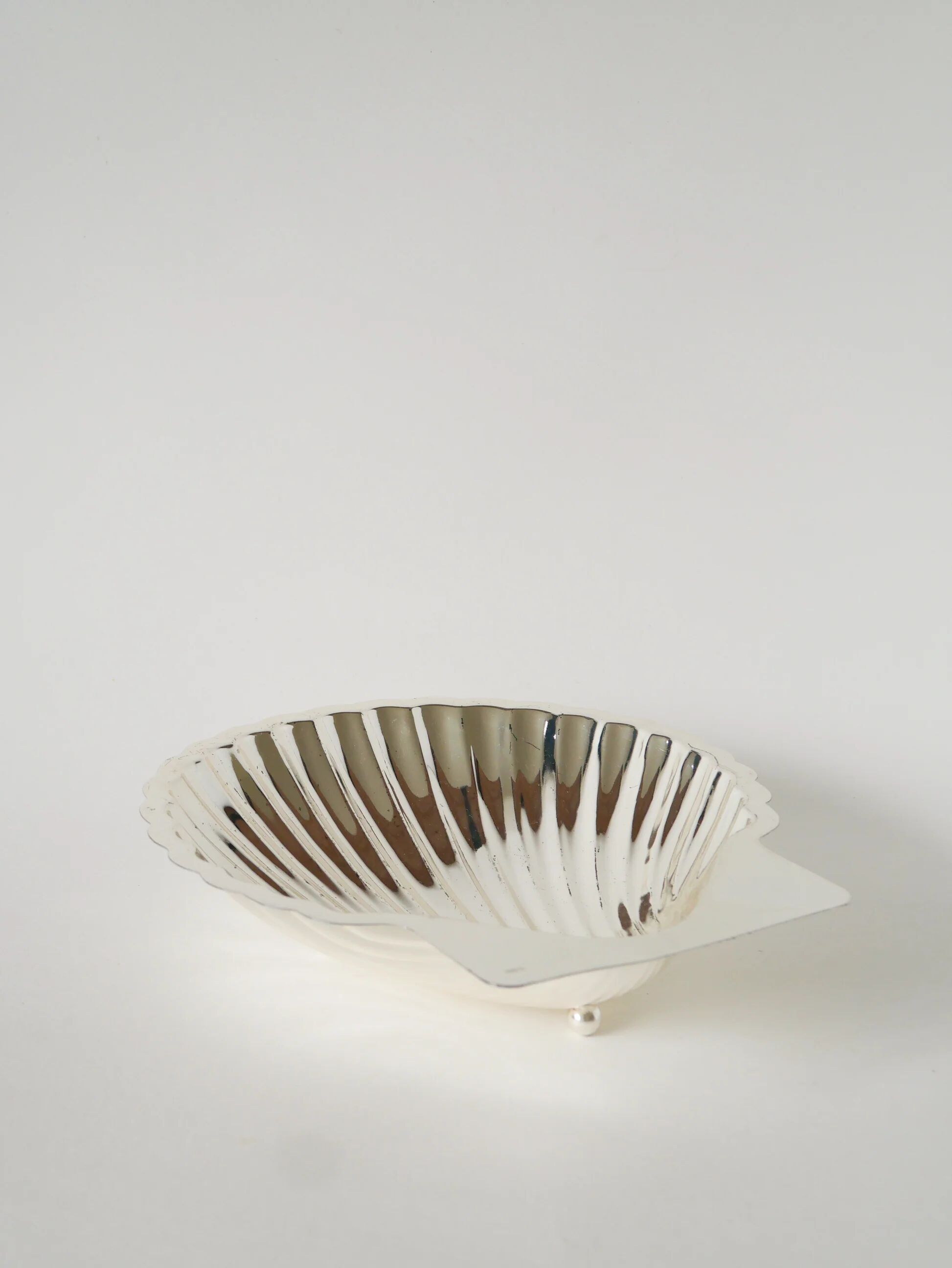 Large silver-plated shell-shaped bowl, 1950.