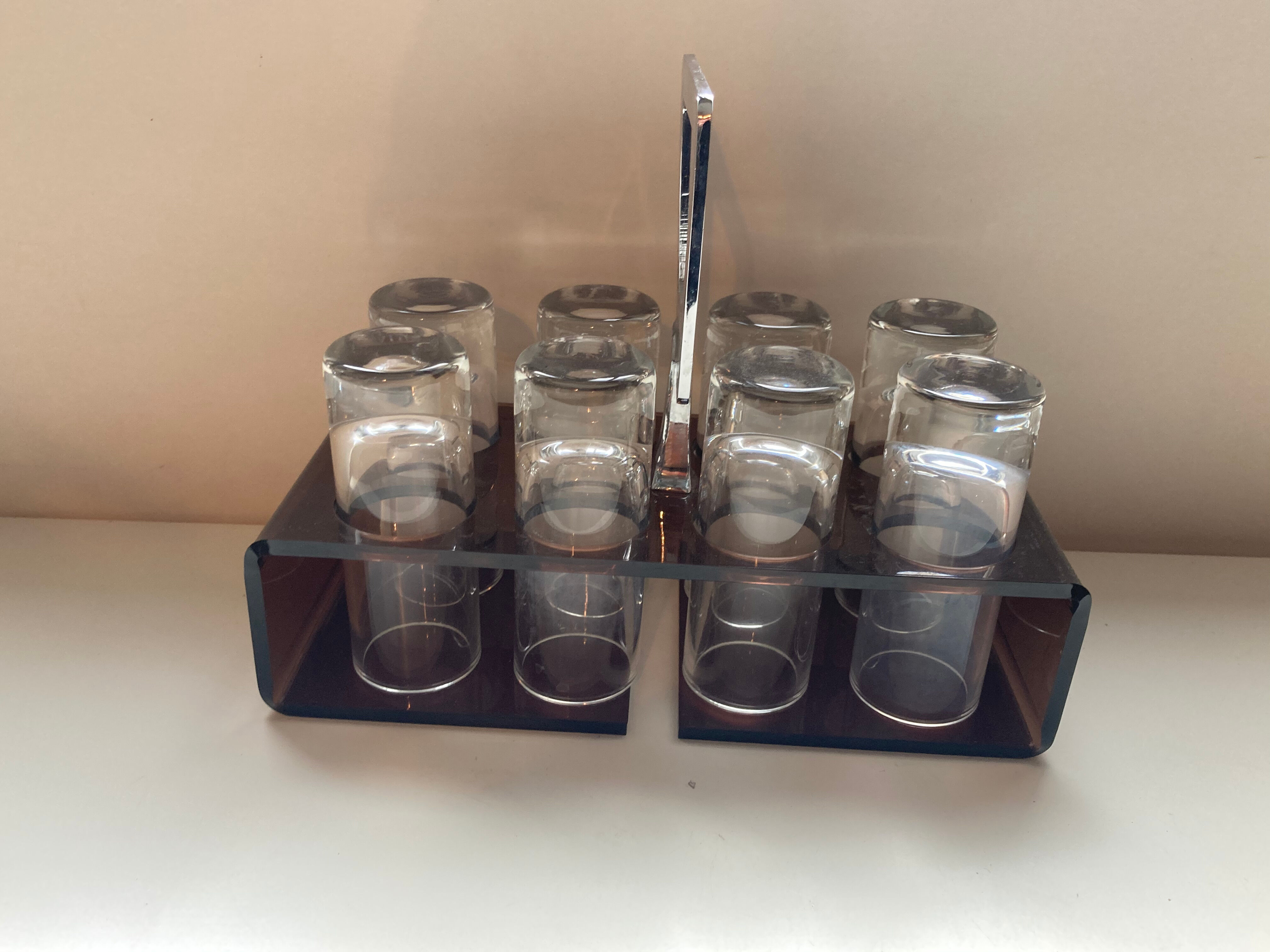 Old vodka alcohol aperitif shot service from the 70s