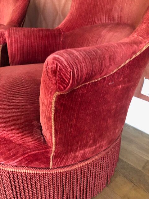 Paire de fauteuils crapaud velours