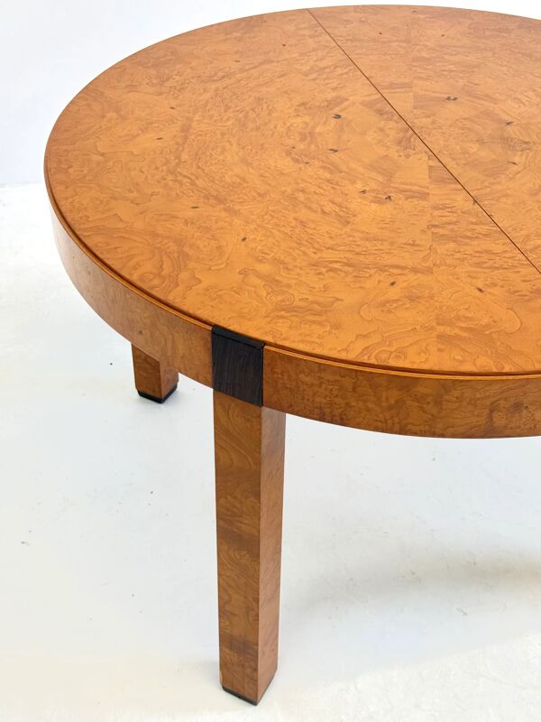Table à manger ronde en bois de noyer vintage par Grange
