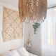 Natural wood hanging lamp