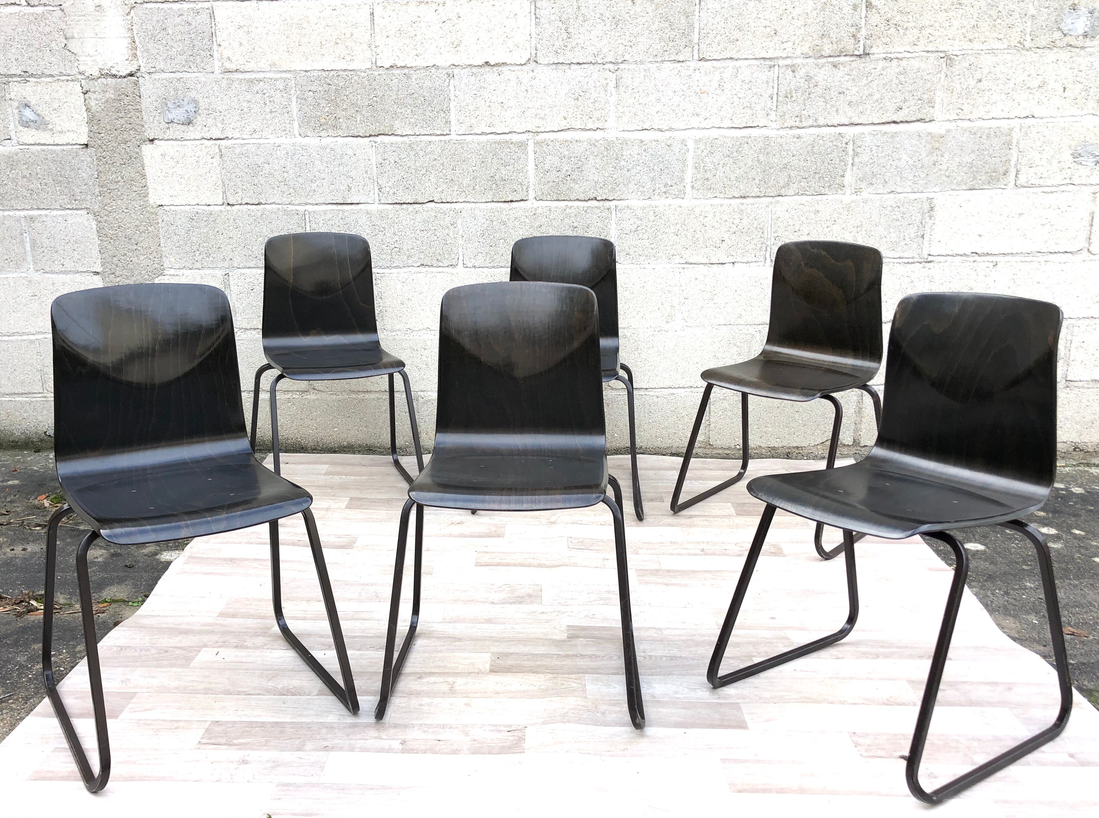 Lot of 6 vintage Galvanitas S23 chairs