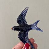 Vintage wall swallow in blue ceramic