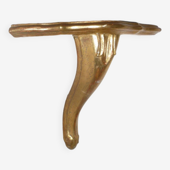 Golden wood corner console shelf