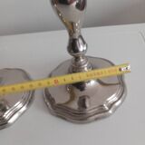 Pair of silver-plated metal candlesticks