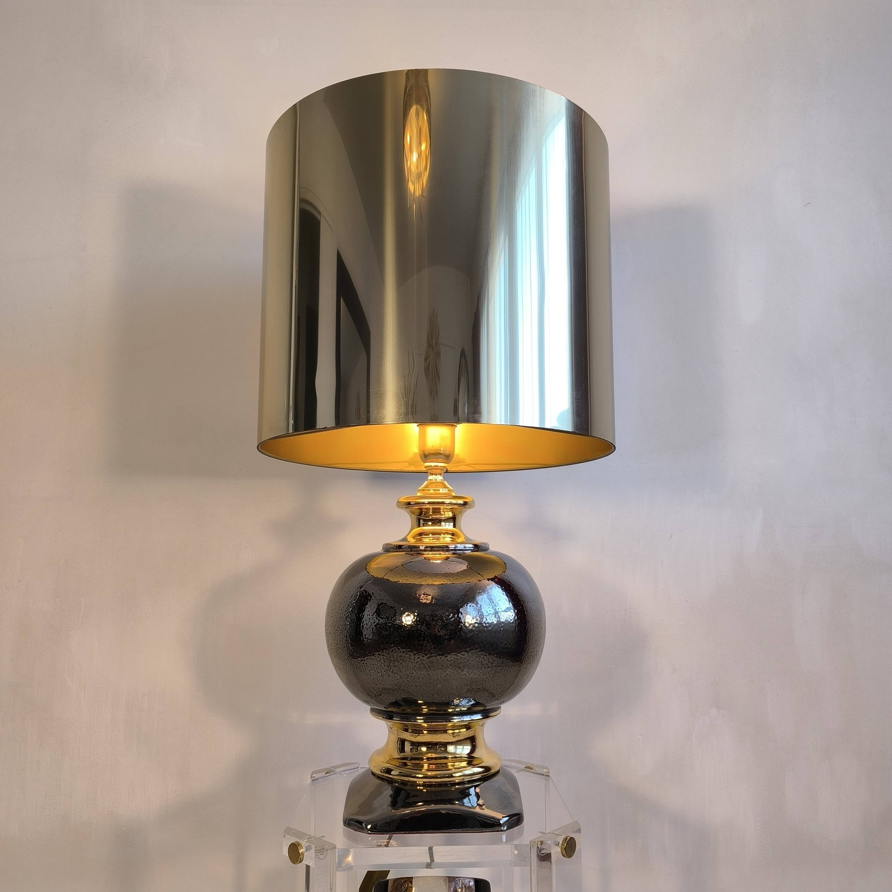 Magnificent large Italian lamp from the 1960s, ceramic / gold.