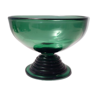 Hand Blown Green Glass Centerpiece / Bowl, Made in Empoli, Italy