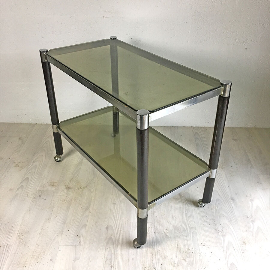 Vintage service 70 in wood, metal and glass
