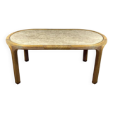 Vivai del Sud rattan & travertine dining table Italy 1960’s