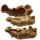 Mid-century Set of 3 ceramic hippos, Zaccagnini Italy 1950s
