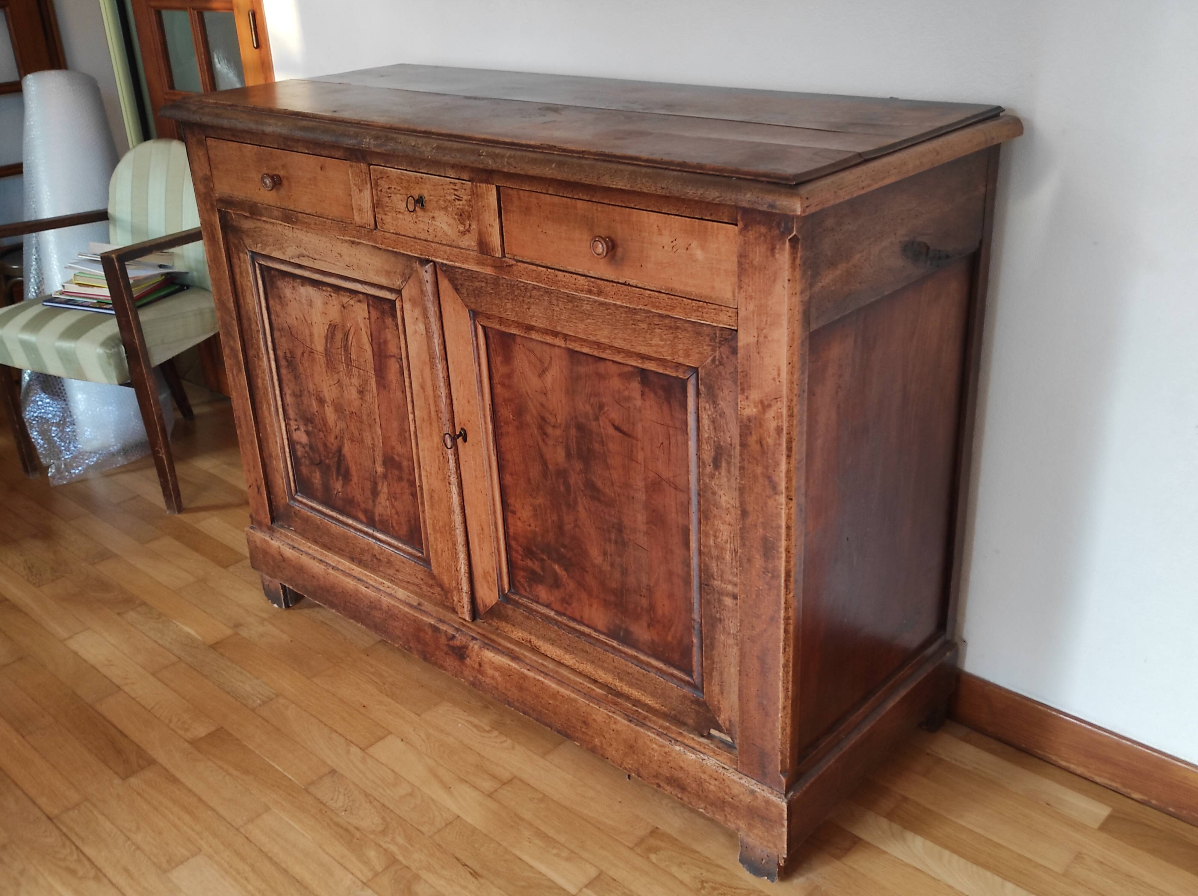 Parisian buffet 2 doors 3 drawers bahut rustic fir 19th century