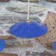 Set of 3 blue enamelled industrial suspensions