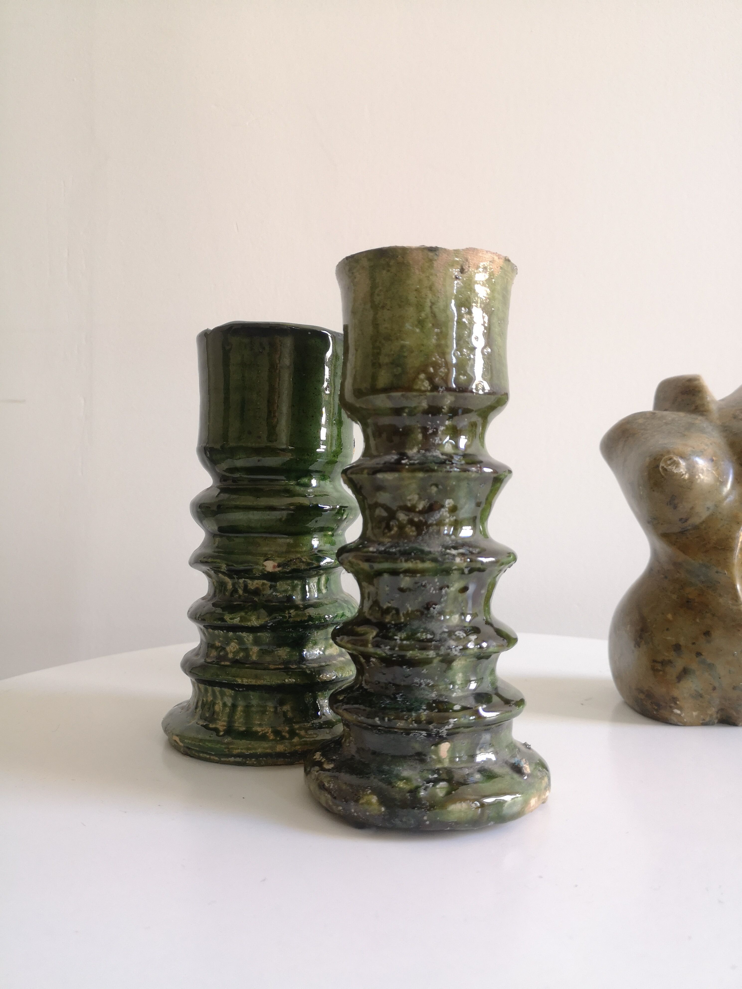 Enamelled ceramic candle holder, tamegroute