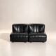 Modular black leather sofa '9000' by Tito Agnoli