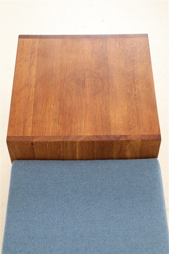 Minimalist mid-century phone / reading bench, oak, Danish modern design, 1960s / 1970s