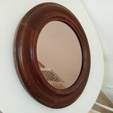 Antique round wooden mirror