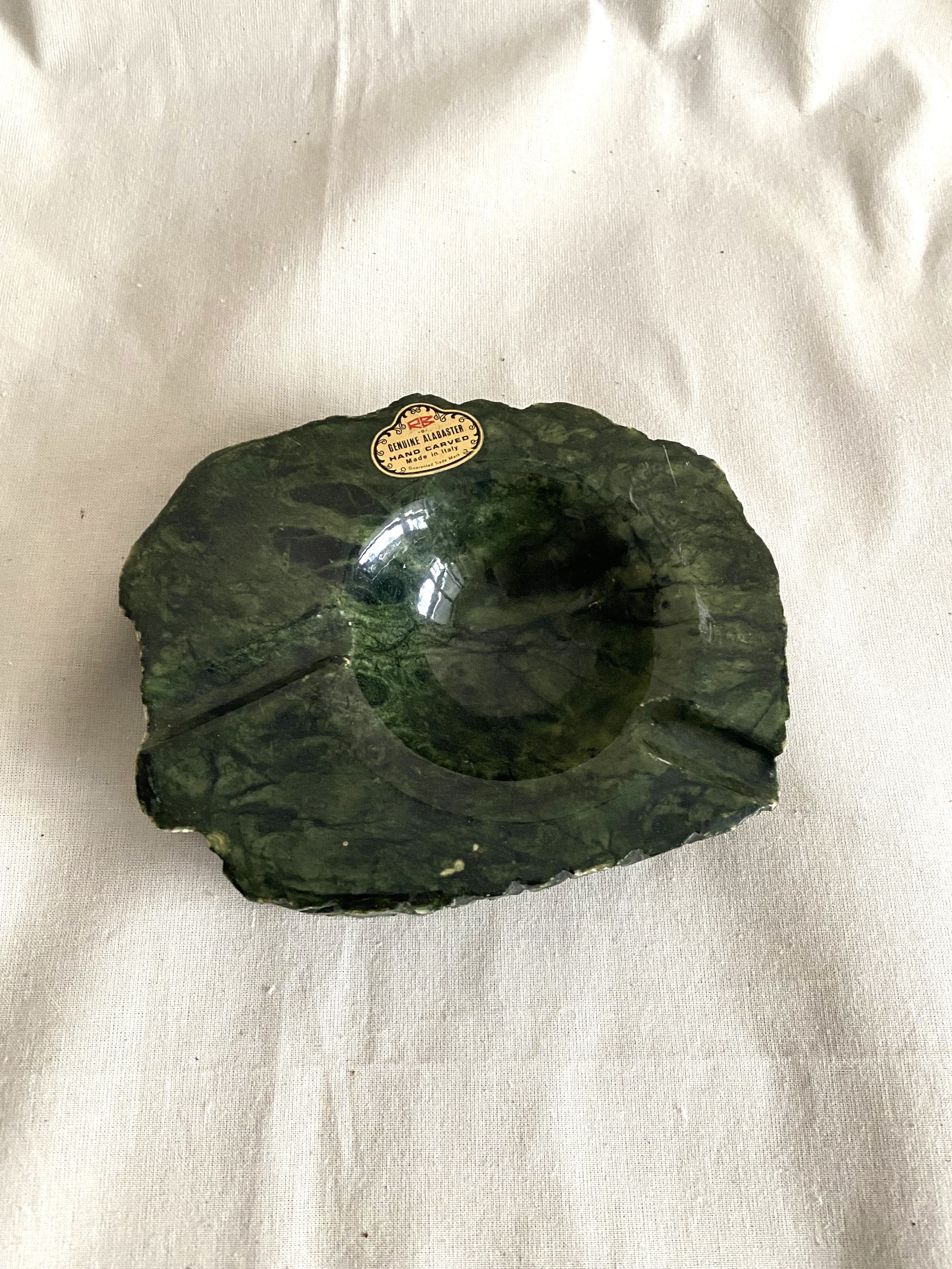 Green alabaster ashtray