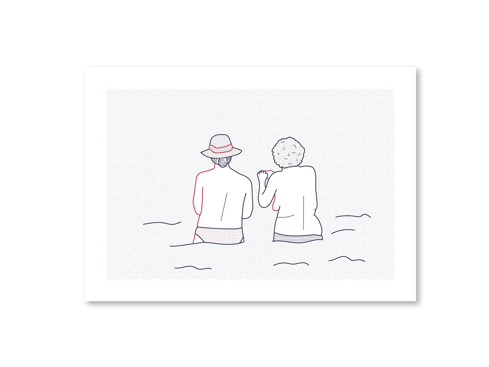 Illustration A4 naiade no. 7/8 brittany bather sea