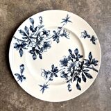 Small round Lunéville dish in blue ironstone, "Azaléa" service