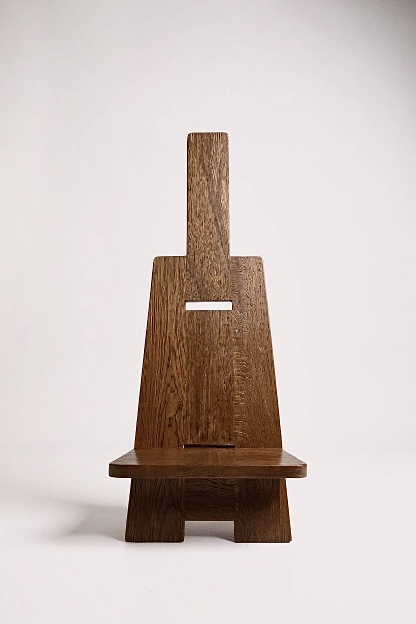 Brutalist minimalist armchair Alain Gaubert - 1980