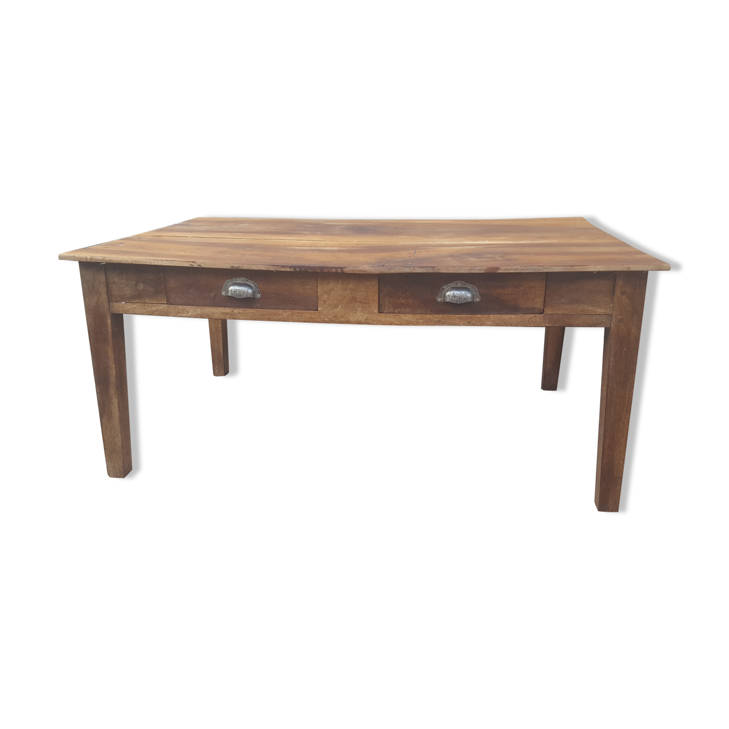 Farm table coffee table with drawers