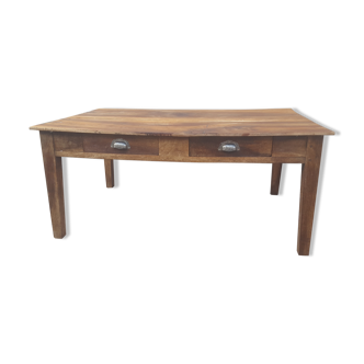 Farm table coffee table with drawers