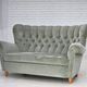1960s, Danish 2-seater sofa. light green furniture velour.