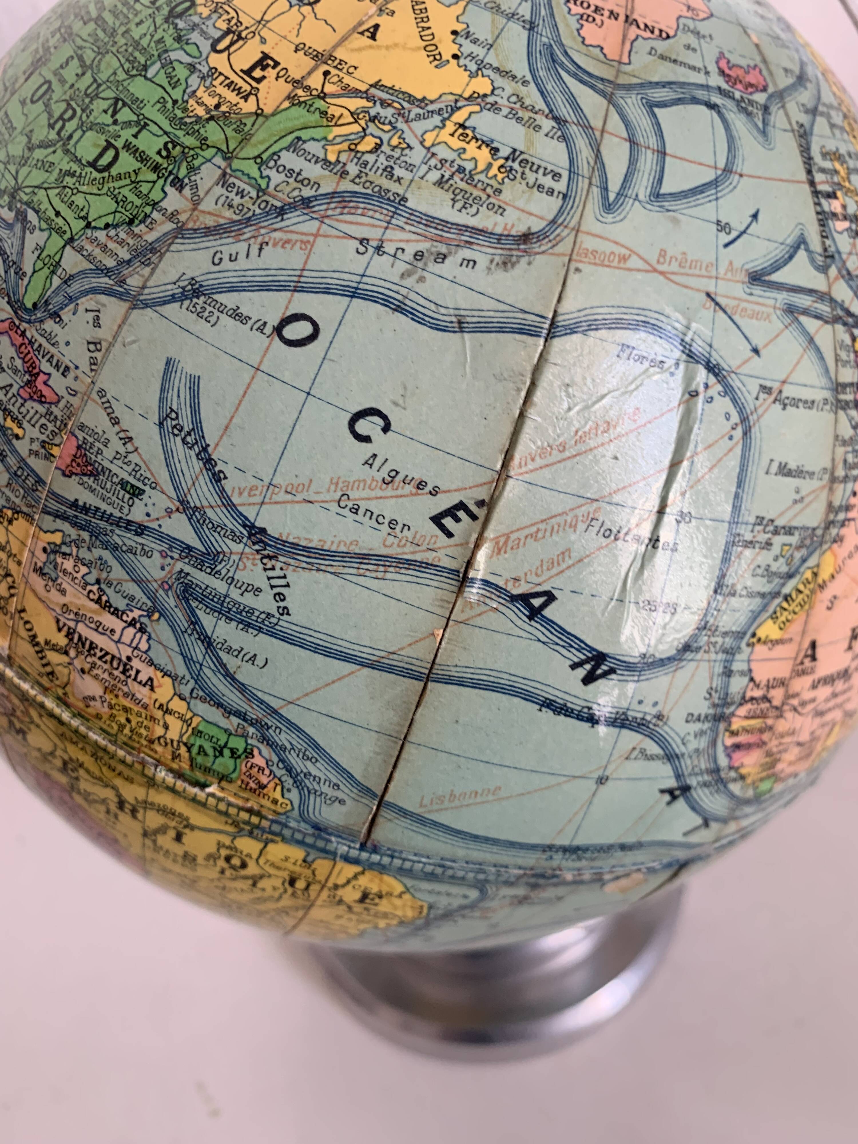Vintage 1950 terrestrial globe Girard Barrère Forest - 29 cm